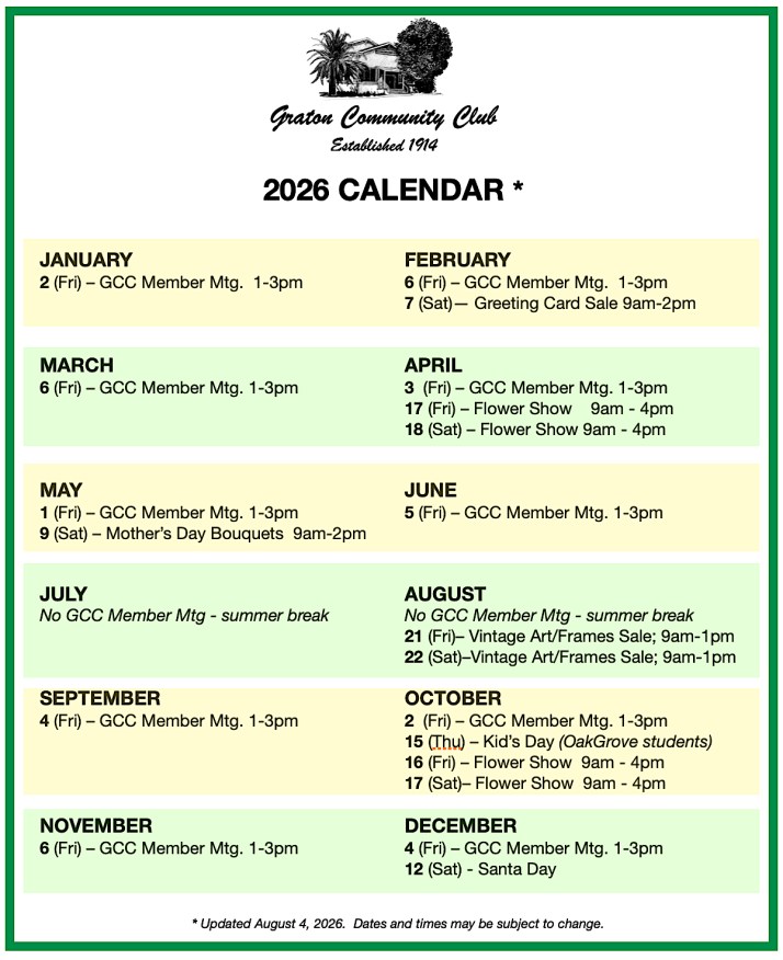 2026 Calendar of Events